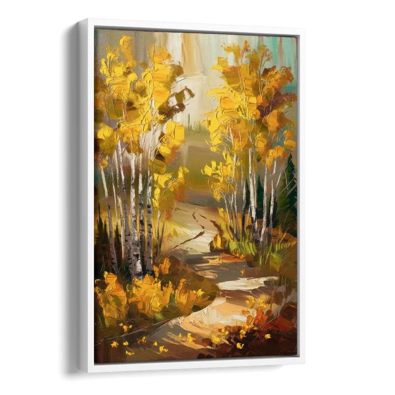 Aspen Trail Through the Trees Side - White Canvas Wall Art