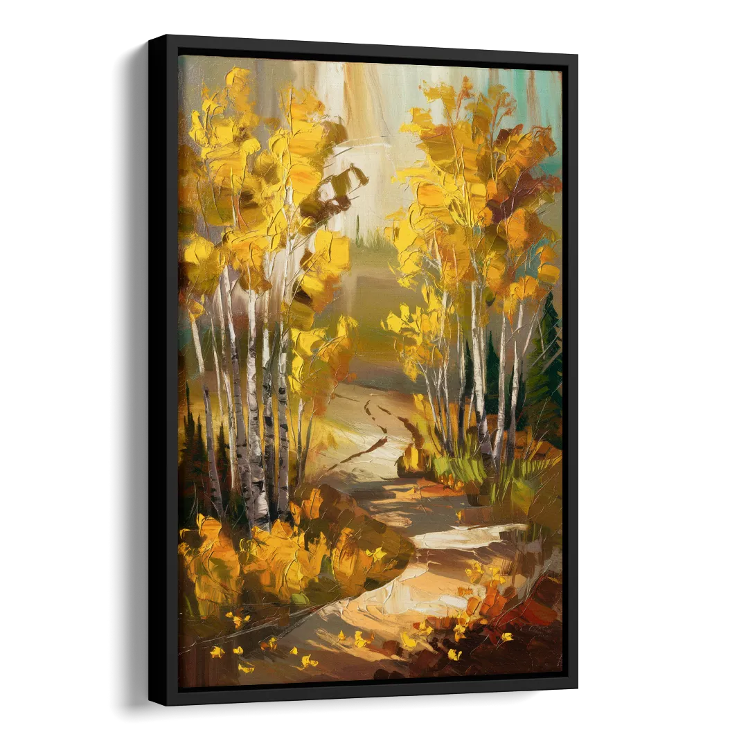Aspen Trail Through the Trees Side - Black Canvas Wall Art