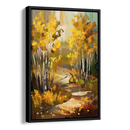 Aspen Trail Through the Trees Side - Black Canvas Wall Art