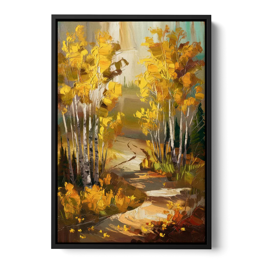 Aspen Trail Through the Trees Front - Black Canvas Wall Art
