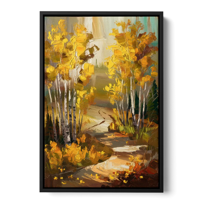 Aspen Trail Through the Trees Front - Black Canvas Wall Art