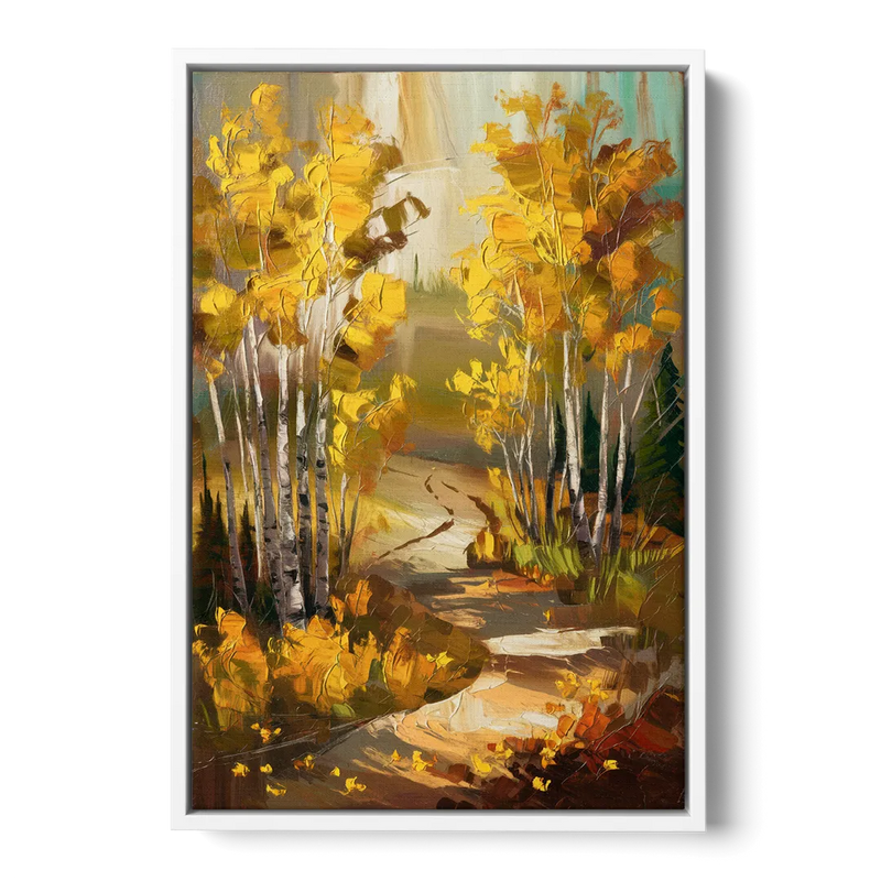 Aspen Trail Through the Trees Front - White Canvas Wall Art