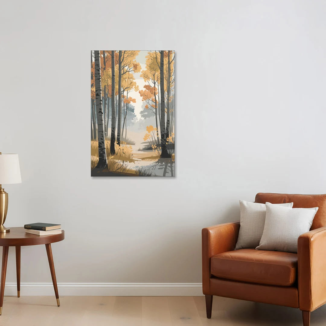 Aspen Tranquil Woodland - Canvas Wall Art - Sofa - 24x36