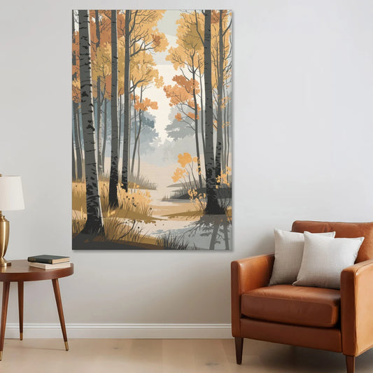 Aspen Tranquil Woodland - Canvas Wall Art - Sofa - 40x60