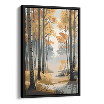 Aspen Tranquil Woodland Side - Black Canvas Wall Art