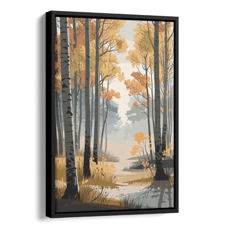 Aspen Tranquil Woodland Side - Black Canvas Wall Art