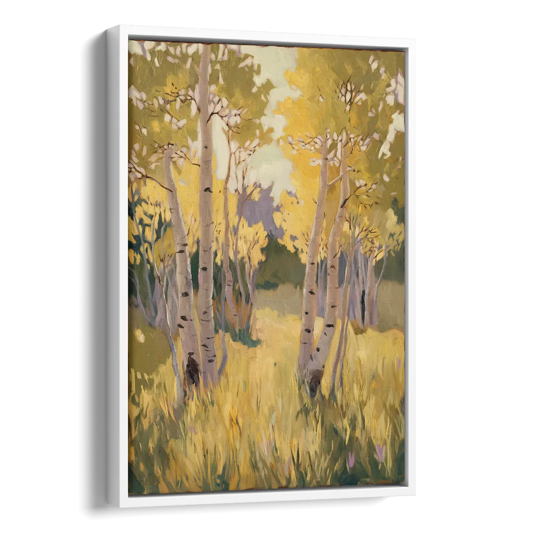 Aspen Tranquility Side - White Canvas Wall Art