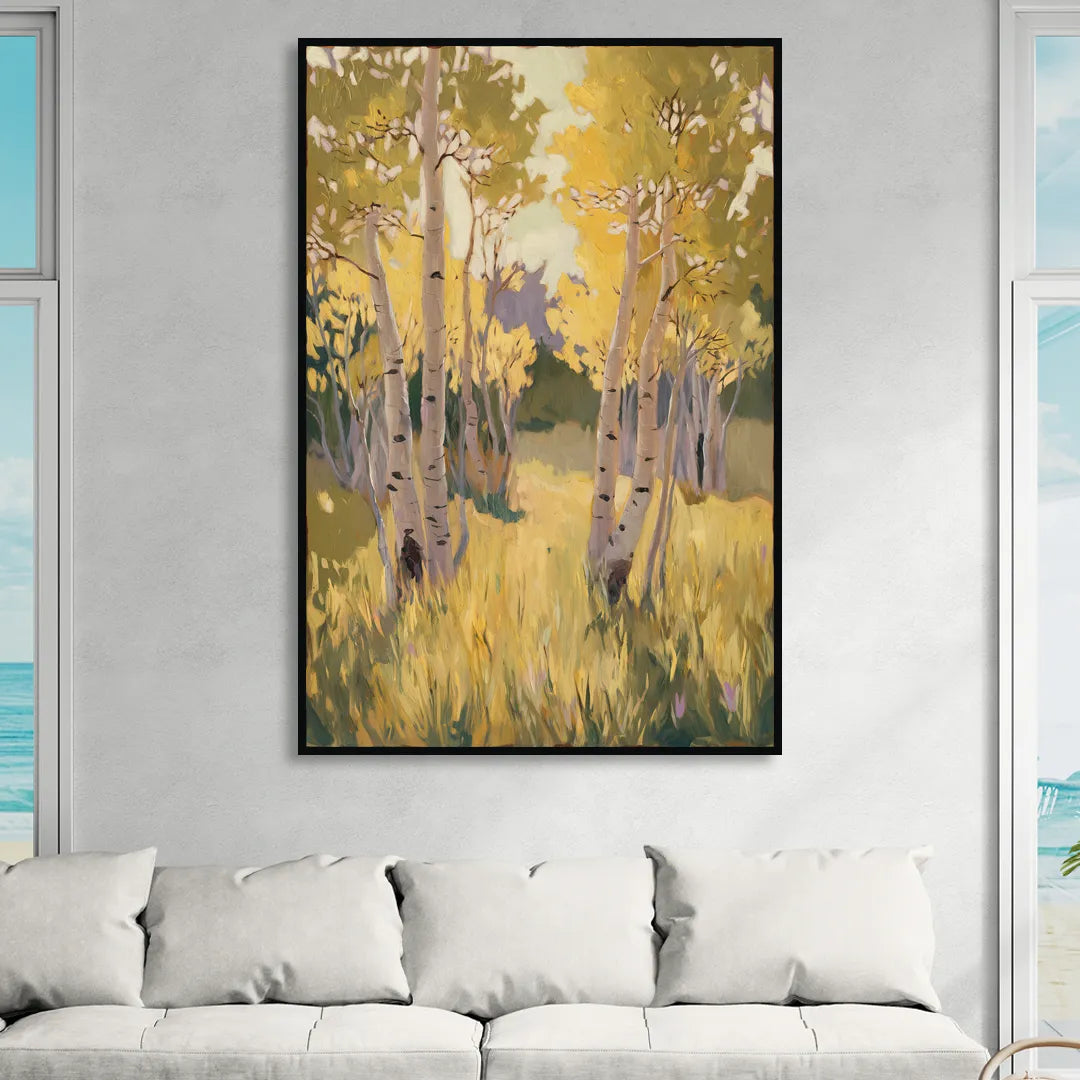 Aspen Tranquility Living Room - Black Canvas Wall Art