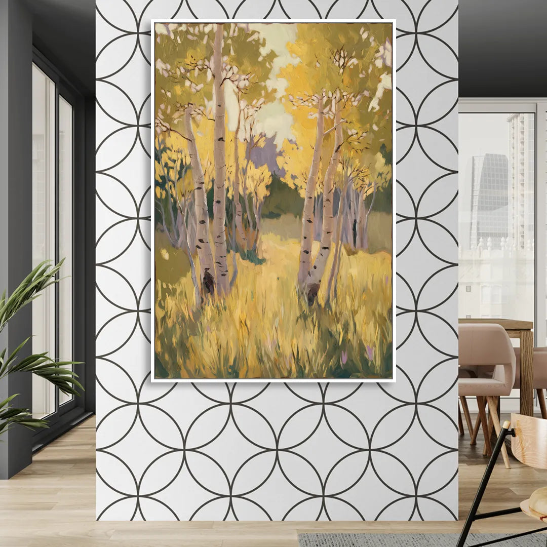 Aspen Tranquility Living Room - White Canvas Wall Art