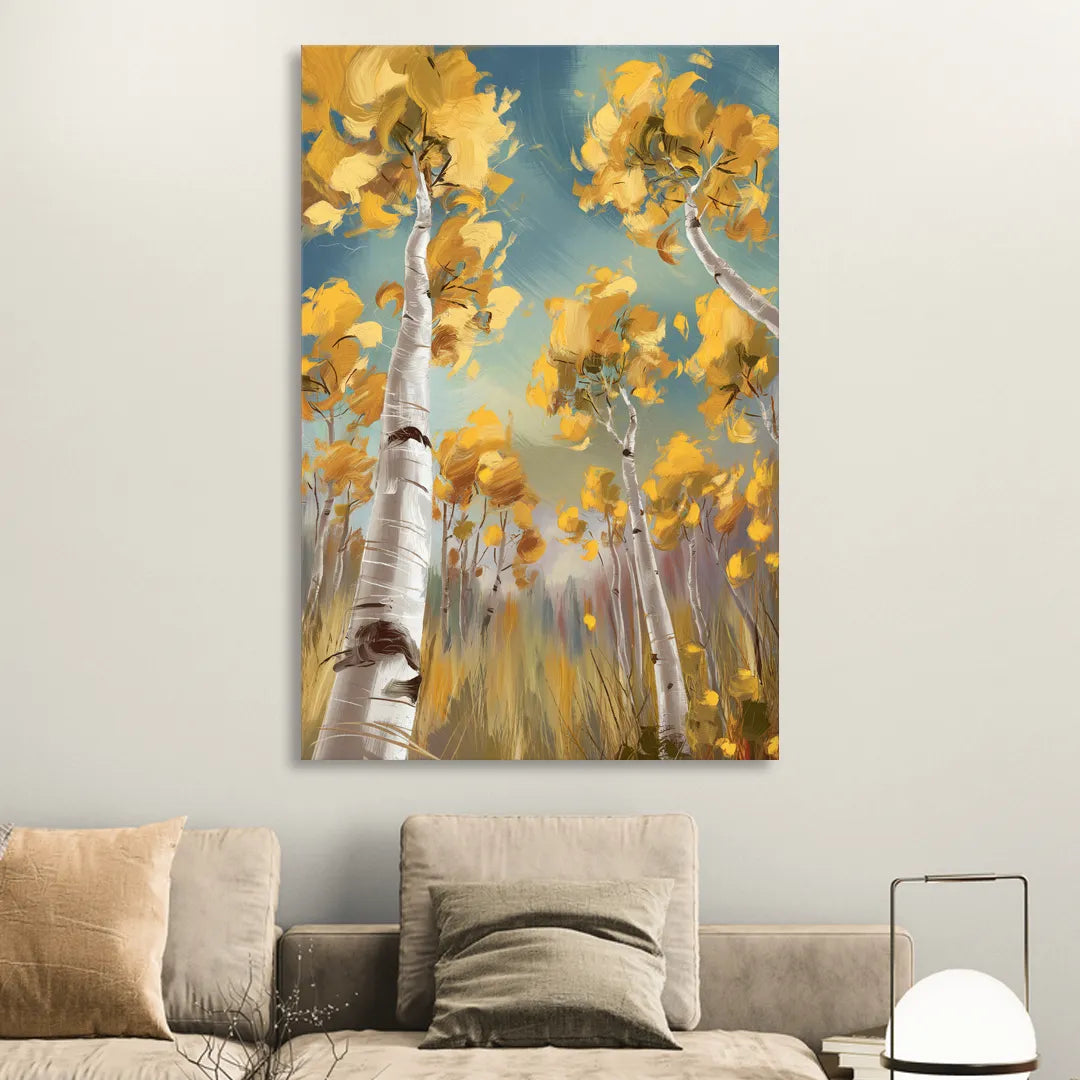 Aspen Tree Canopy Living Room - Canvas Wall Art