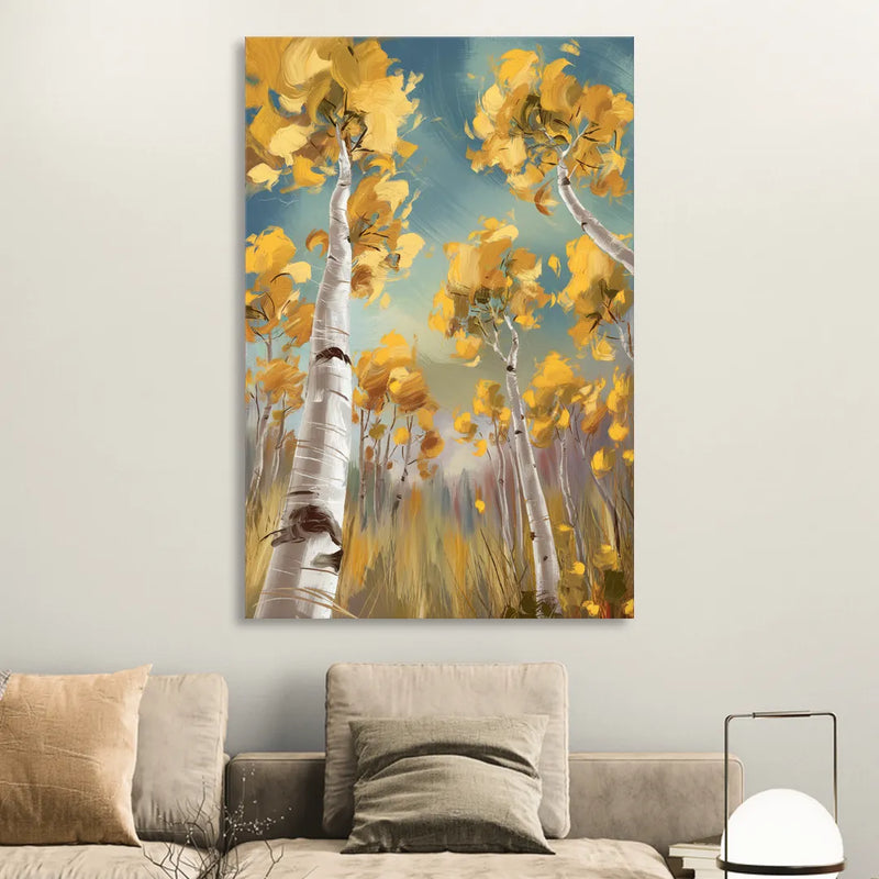 Aspen Tree Canopy Living Room - Canvas Wall Art
