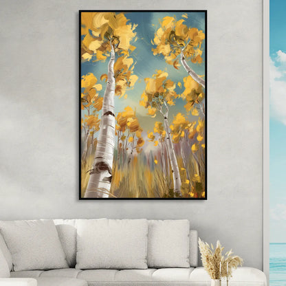 Aspen Tree Canopy Sitting Room - Black Canvas Wall Art