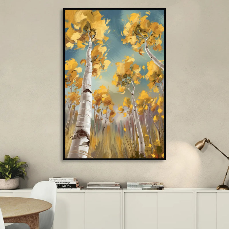 Aspen Tree Canopy Living Room - Black Canvas Wall Art
