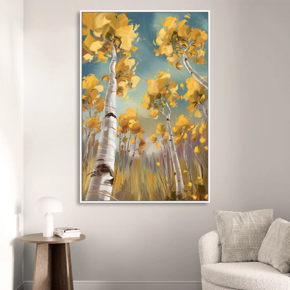 Aspen Tree Canopy Living Room - White Canvas Wall Art