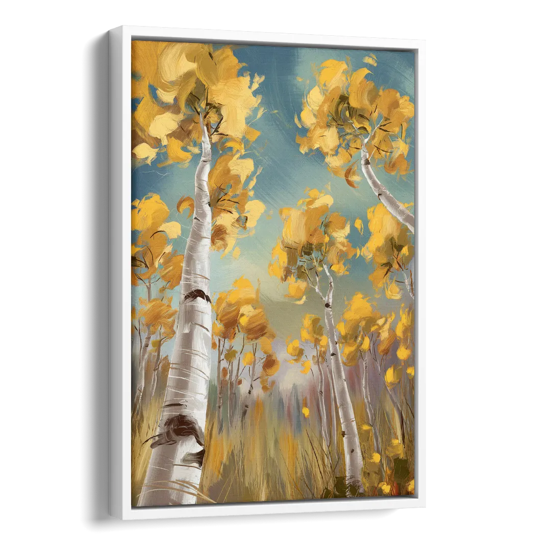 Aspen Tree Canopy Side - White Canvas Wall Art