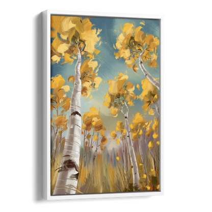 Aspen Tree Canopy Side - White Canvas Wall Art