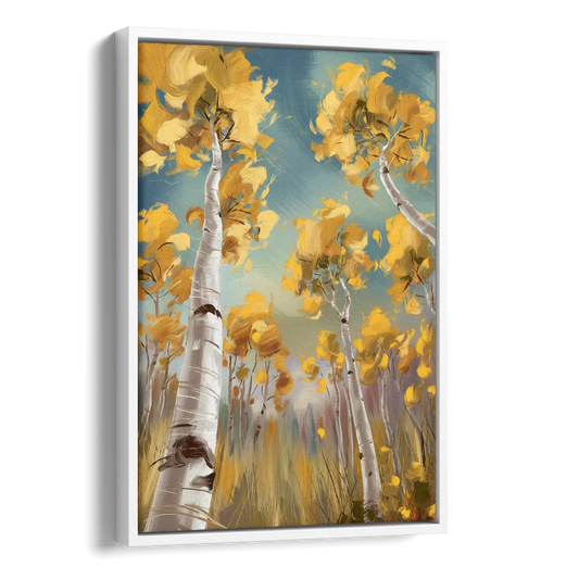 Aspen Tree Canopy Side - White Canvas Wall Art