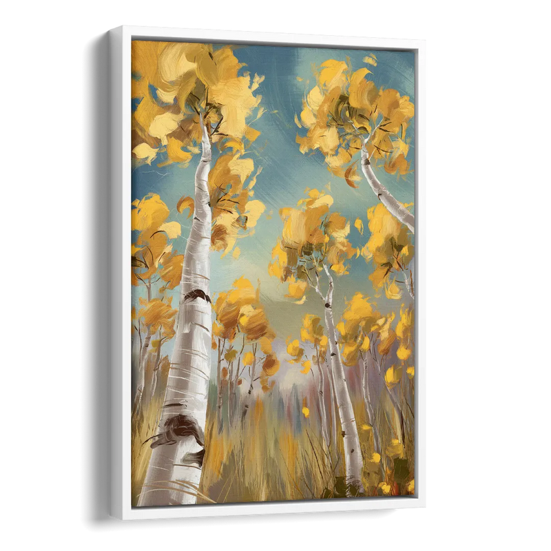 Aspen Tree Canopy Side - White Canvas Wall Art