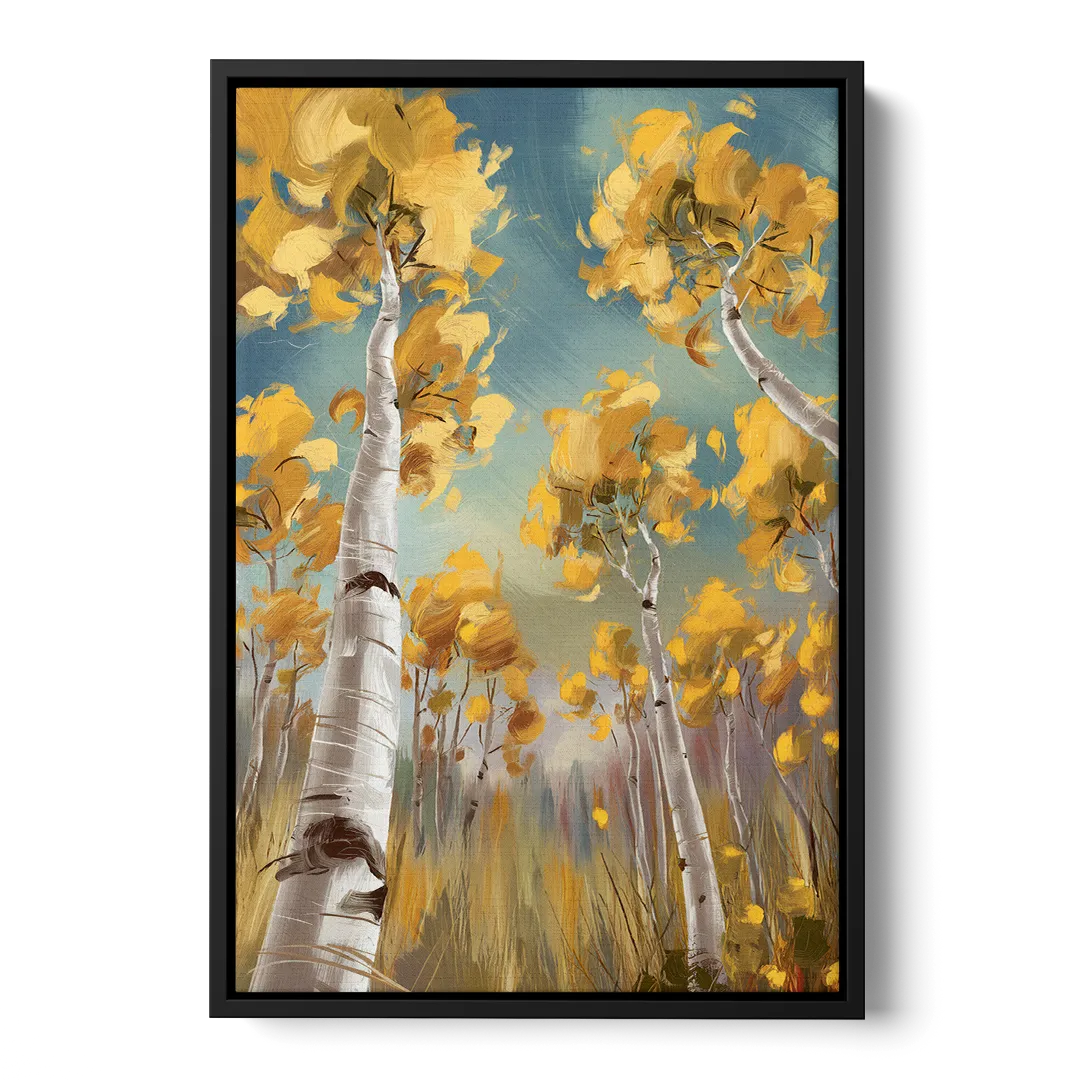Aspen Tree Canopy Front - Black Canvas Wall Art