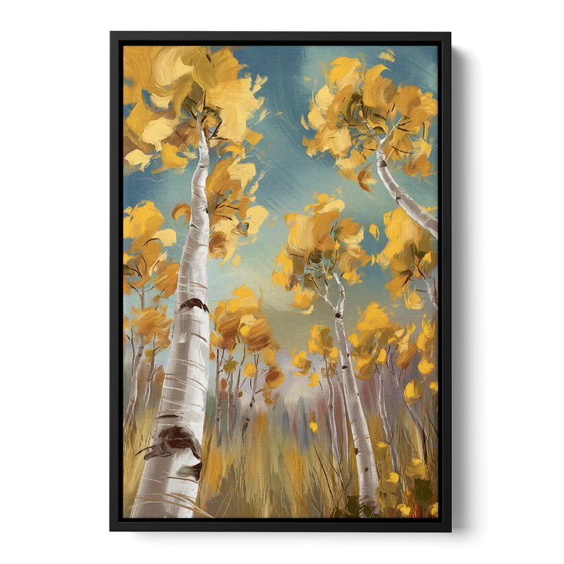 Aspen Tree Canopy Front - Black Canvas Wall Art