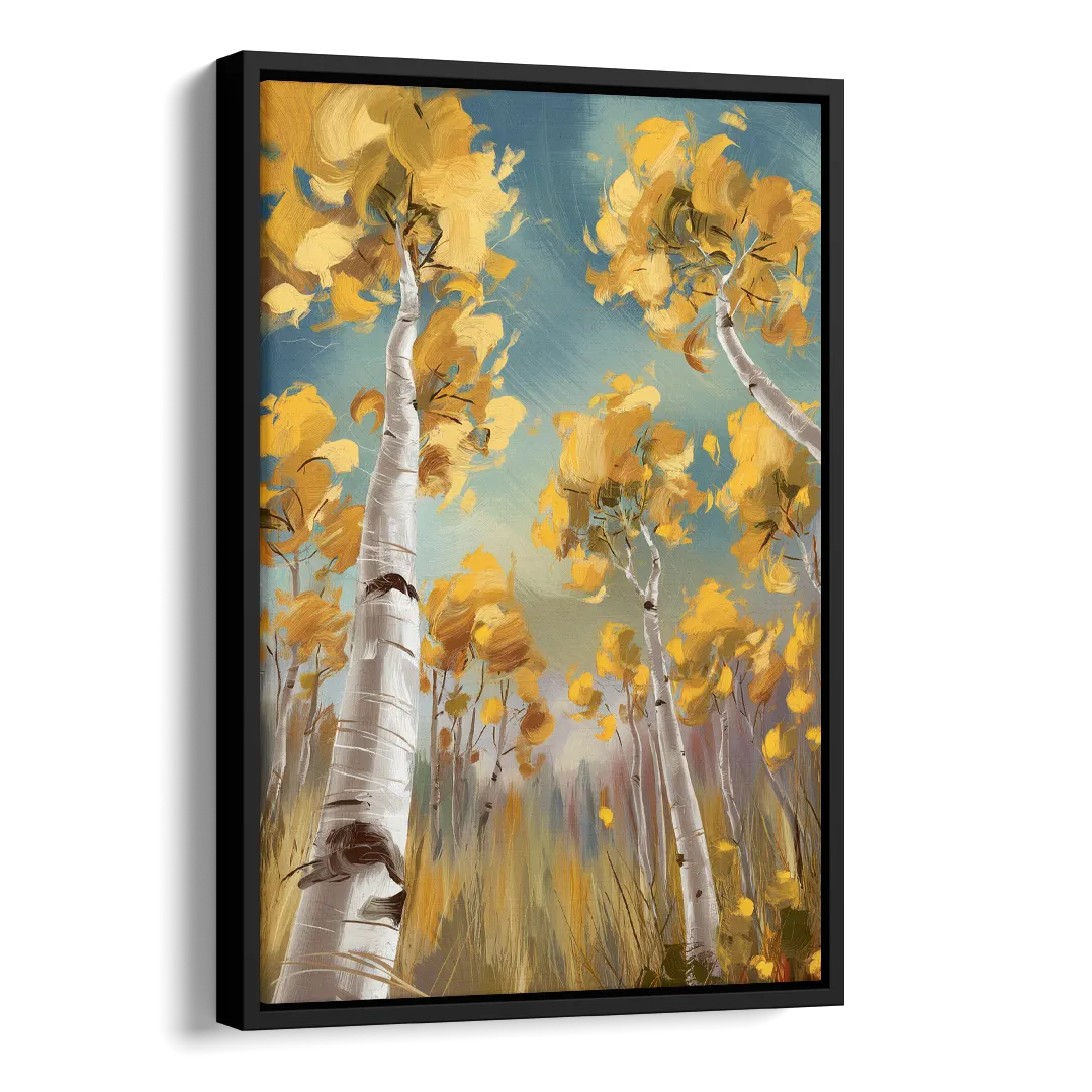 Aspen Tree Canopy Side - Black Canvas Wall Art