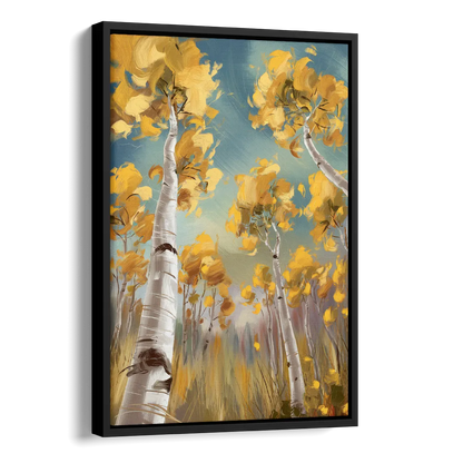 Aspen Tree Canopy Side - Black Canvas Wall Art