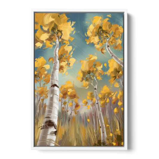 Aspen Tree Canopy - White Framed Canvas Wall Art - Front