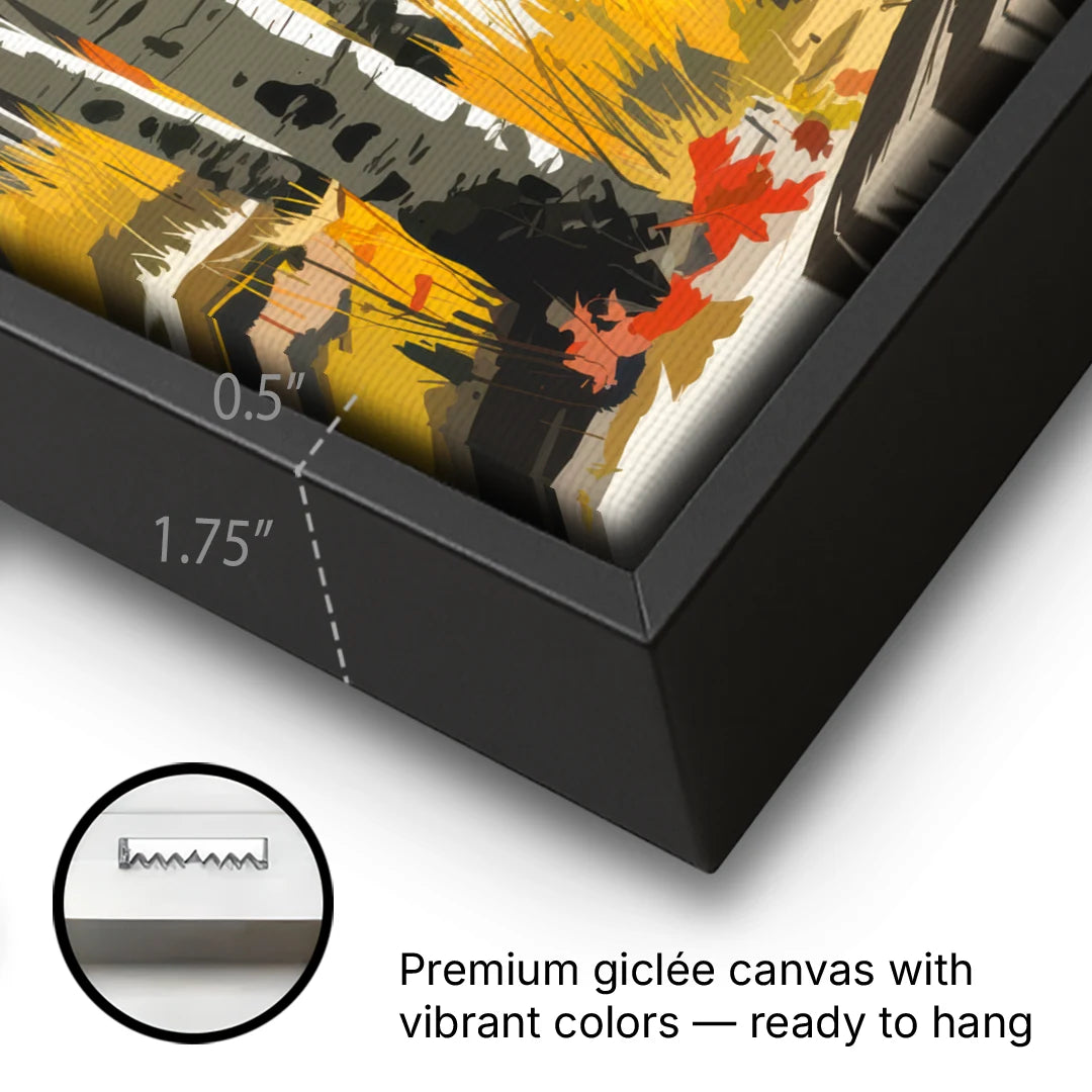 Aspen Vibrant Fall Colors - Black Framed Canvas Wall Art - Gallery Wrap Corner