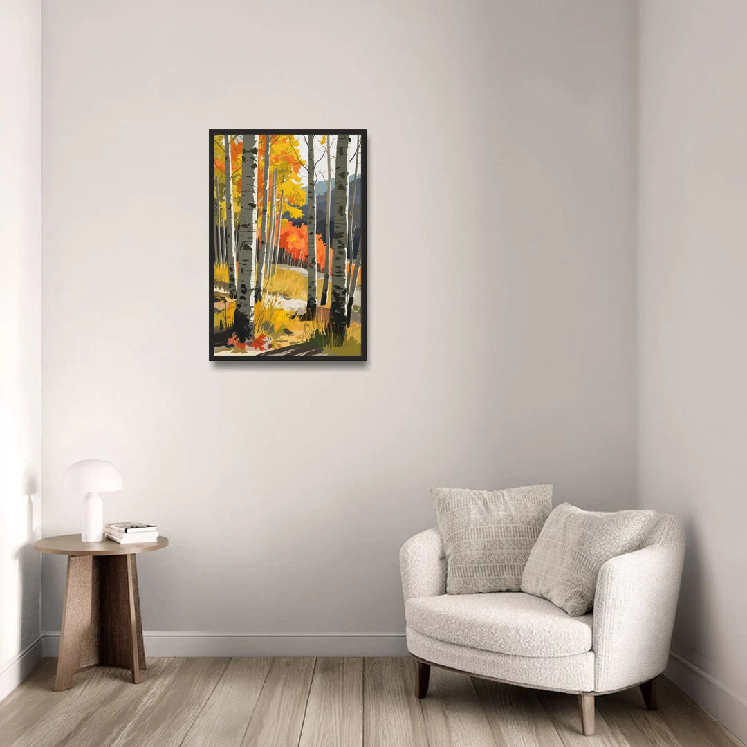Aspen Vibrant Fall Colors - Black Framed Canvas Wall Art - Sofa - 20x30