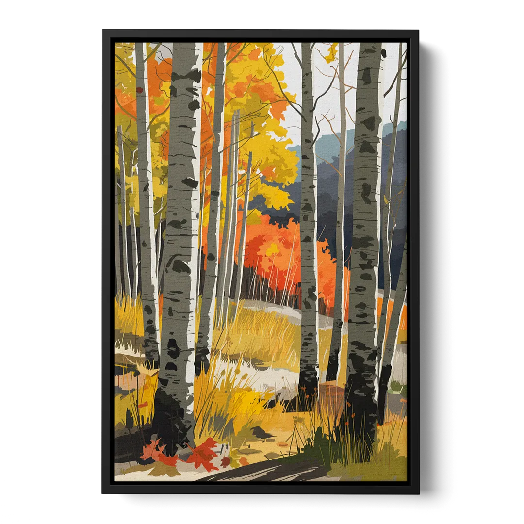Aspen Vibrant Fall Colors Front - Black Canvas Wall Art