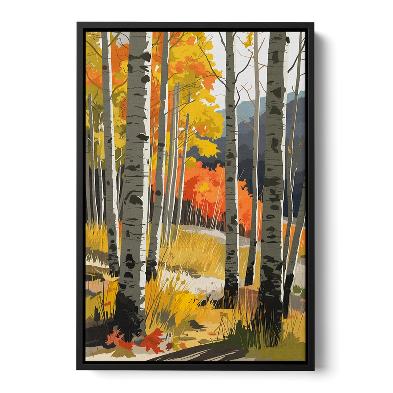 Aspen Vibrant Fall Colors Front - Black Canvas Wall Art