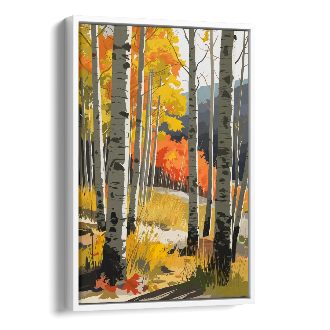 Aspen Vibrant Fall Colors Side - White Canvas Wall Art