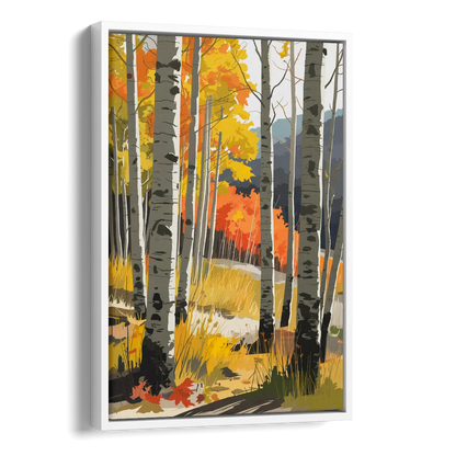Aspen Vibrant Fall Colors Side - White Canvas Wall Art