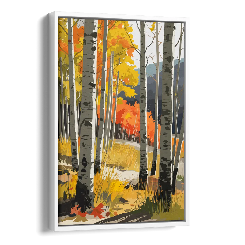 Aspen Vibrant Fall Colors Side - White Canvas Wall Art