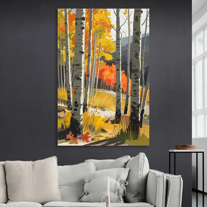 Aspen Vibrant Fall Colors Sitting Room - Canvas Wall Art