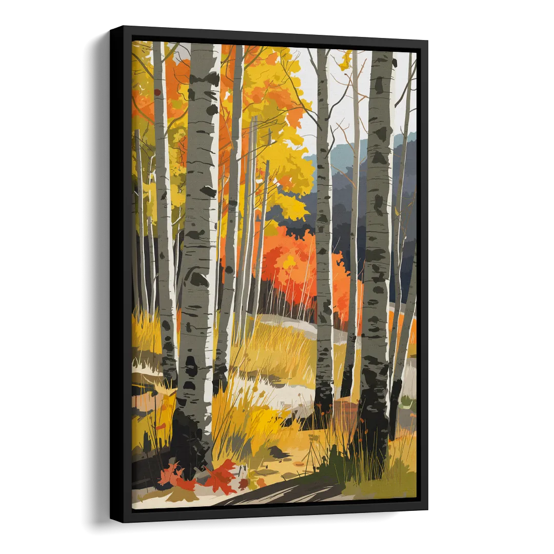 Aspen Vibrant Fall Colors Side - Black Canvas Wall Art