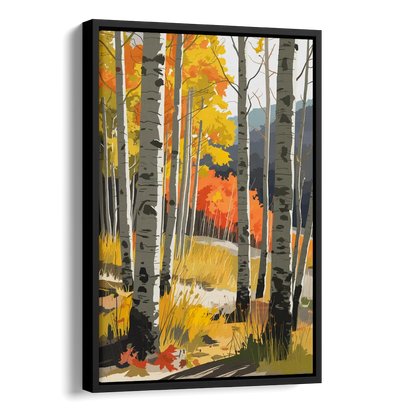Aspen Vibrant Fall Colors Side - Black Canvas Wall Art