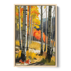 Aspen Vibrant Fall Colors - Oak Framed Canvas Wall Art - Front