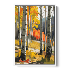 Aspen Vibrant Fall Colors - White Framed Canvas Wall Art - Front