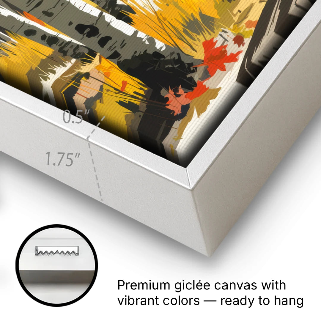 Aspen Vibrant Fall Colors - White Framed Canvas Wall Art - Gallery Wrap Corner