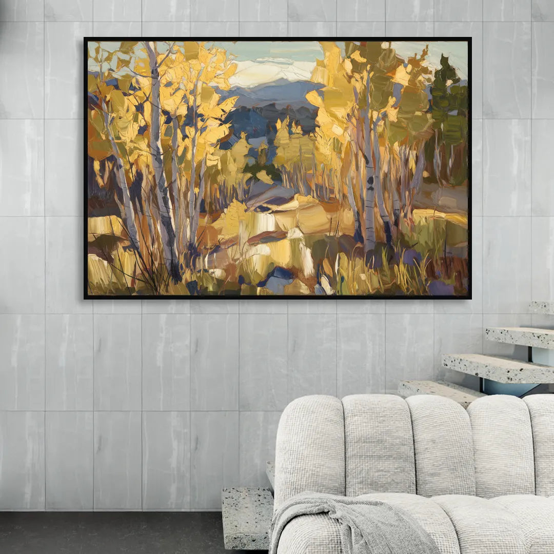 Aspen Wilderness Beauty Sitting Room - Black Canvas Wall Art