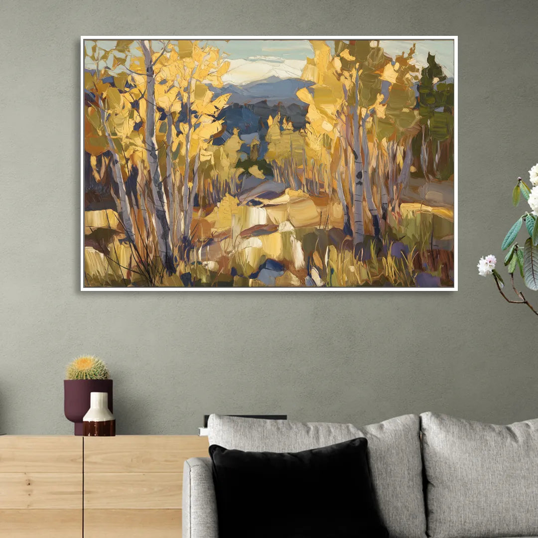 Aspen Wilderness Beauty Living Room - White Canvas Wall Art