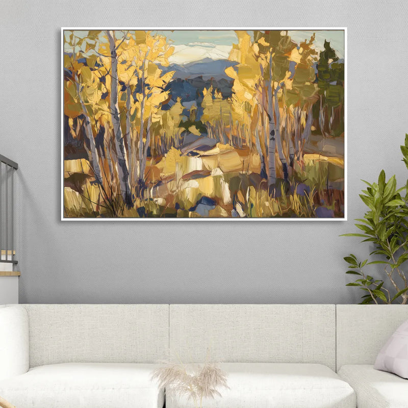 Aspen Wilderness Beauty Sitting Room - White Canvas Wall Art