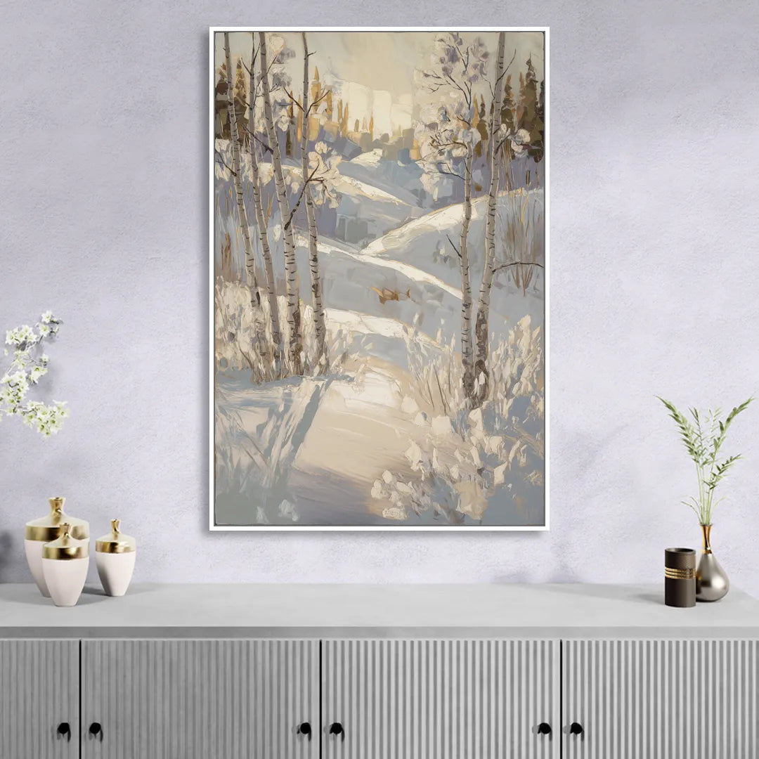 Aspen Winter Wonderland Living Room - White Canvas Wall Art
