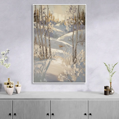 Aspen Winter Wonderland Living Room - White Canvas Wall Art