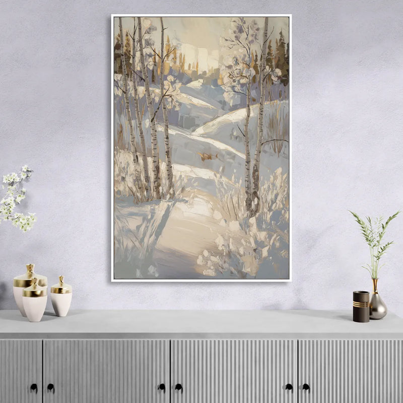 Aspen Winter Wonderland Living Room - White Canvas Wall Art