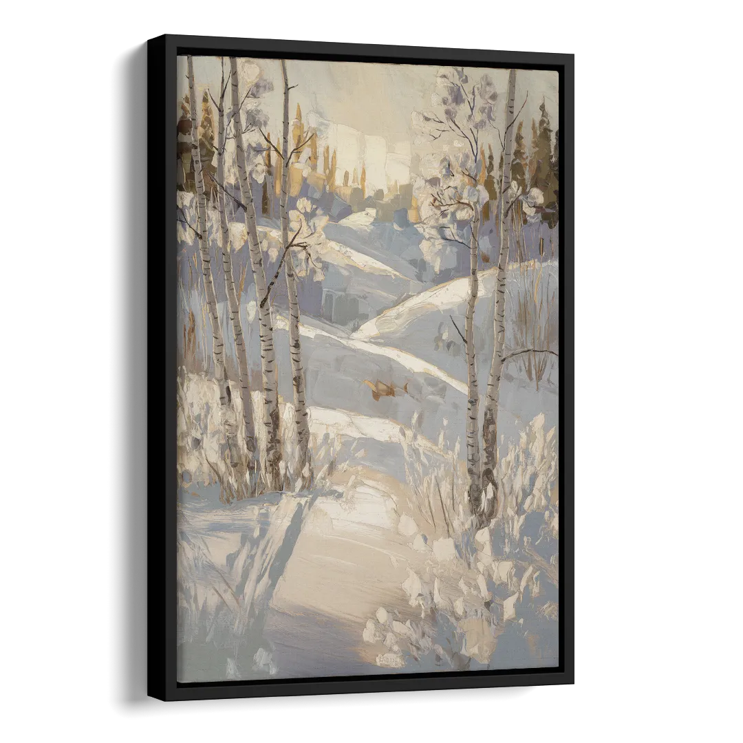 Aspen Winter Wonderland Side - Black Canvas Wall Art