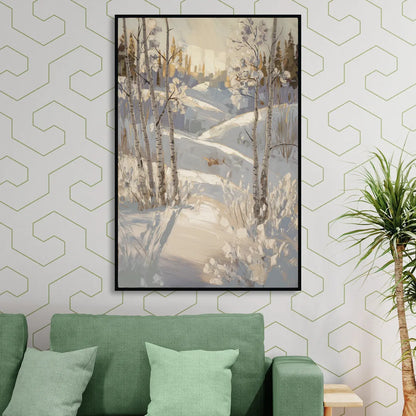 Aspen Winter Wonderland Sitting Room - Black Canvas Wall Art