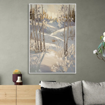 Aspen Winter Wonderland Sitting Room - White Canvas Wall Art