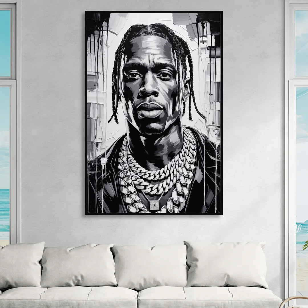 Astro Vision Living Room - Black Canvas Wall Art